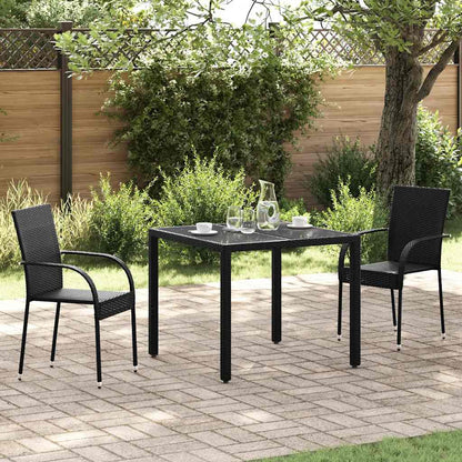 Stackable Outdoor Chairs 2 pcs in Black Polyrattan