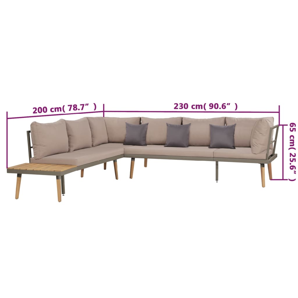 Set Divani da Giardino 4 pz con Cuscini Legno di Acacia Marrone | homemem39