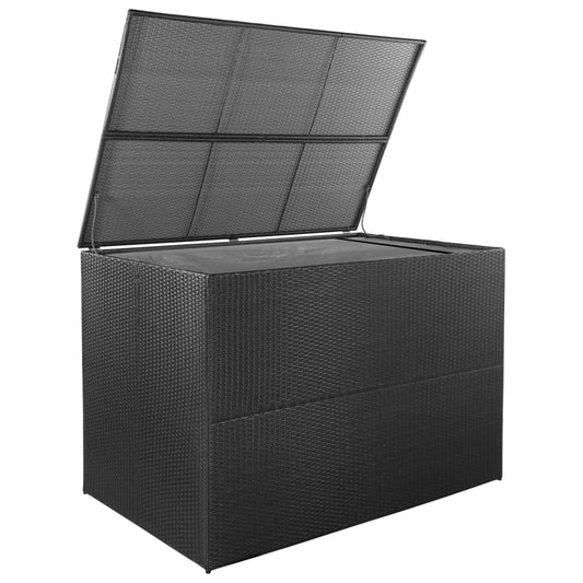 Baule da Giardino Nero 150x100x100 cm in Polyrattan - homemem39