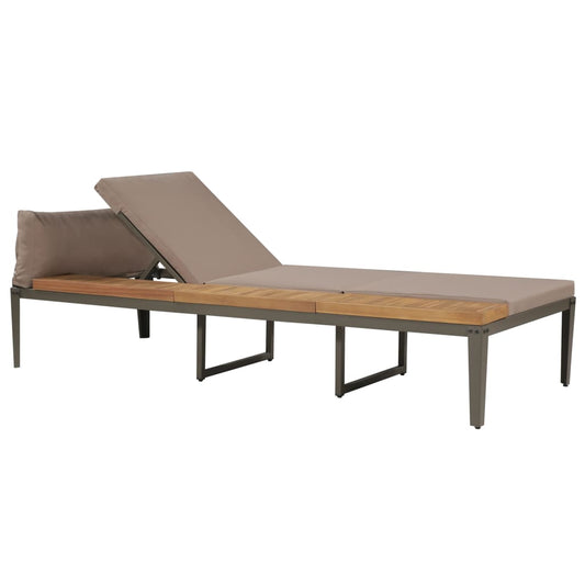 Lettino Prendisole con Cuscini in Massello Acacia Marrone | homemem39