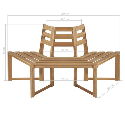 Panchina per Albero Mezza Esagonale 160cm Legno Massello Acacia - homemem39