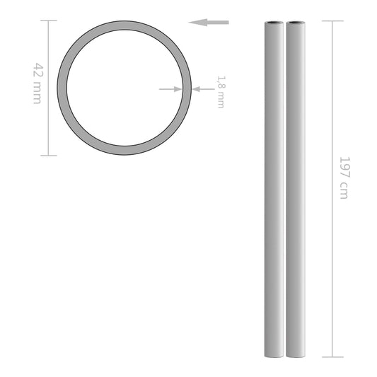 Tubi in Acciaio Inossidabile Rotondi 2 pz V2A 2m Ø42x1,8mm | homemem39