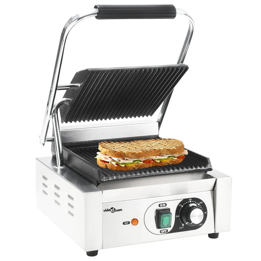 Griglia per Panini Scanalata in Acciaio Inox 1800W 31x30,5x20cm - homemem39