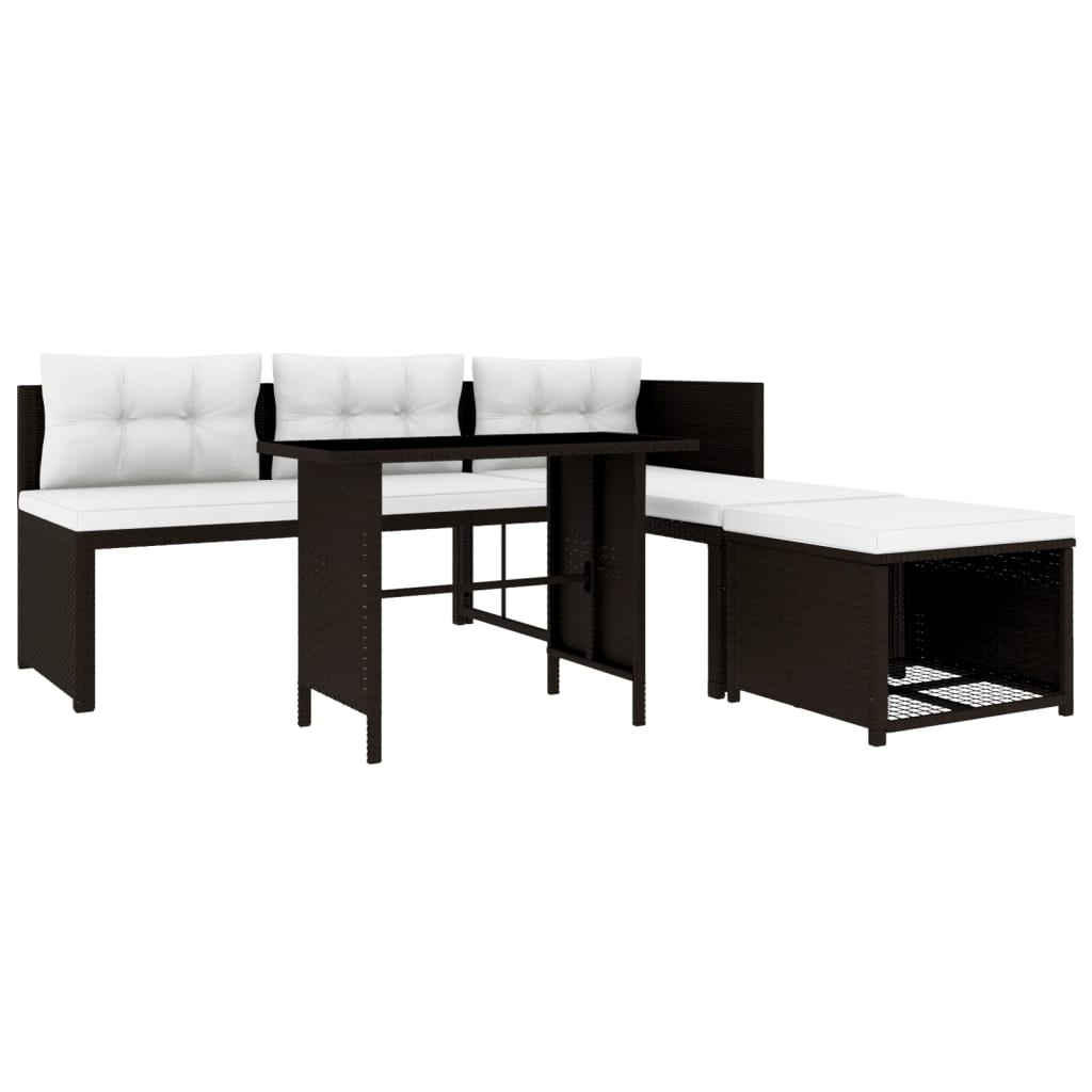 Set Divani da Giardino 4 pz in Polyrattan Marrone - homemem39