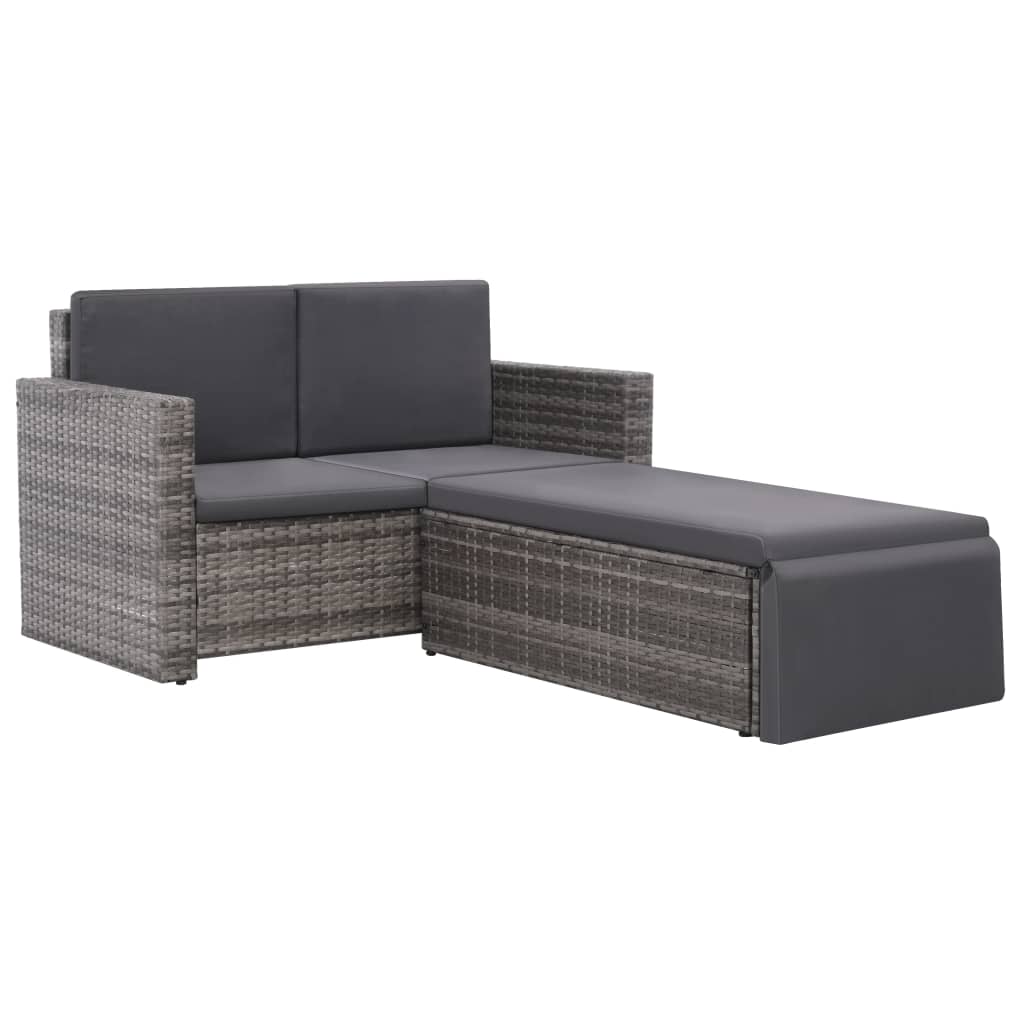 Set Divani da Giardino 2 pz con Cuscini in Polyrattan Grigio - homemem39
