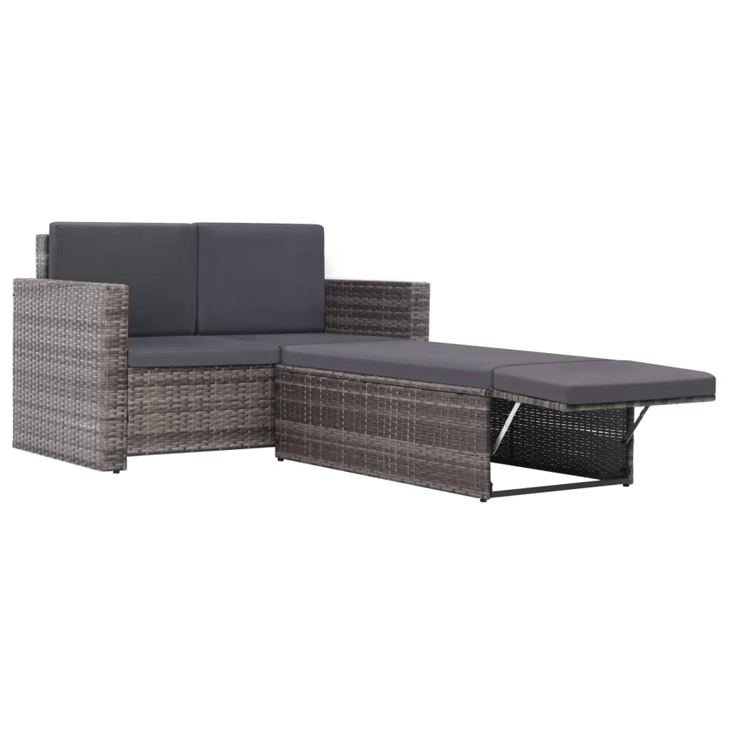 Set Divani da Giardino 2 pz con Cuscini in Polyrattan Grigio - homemem39