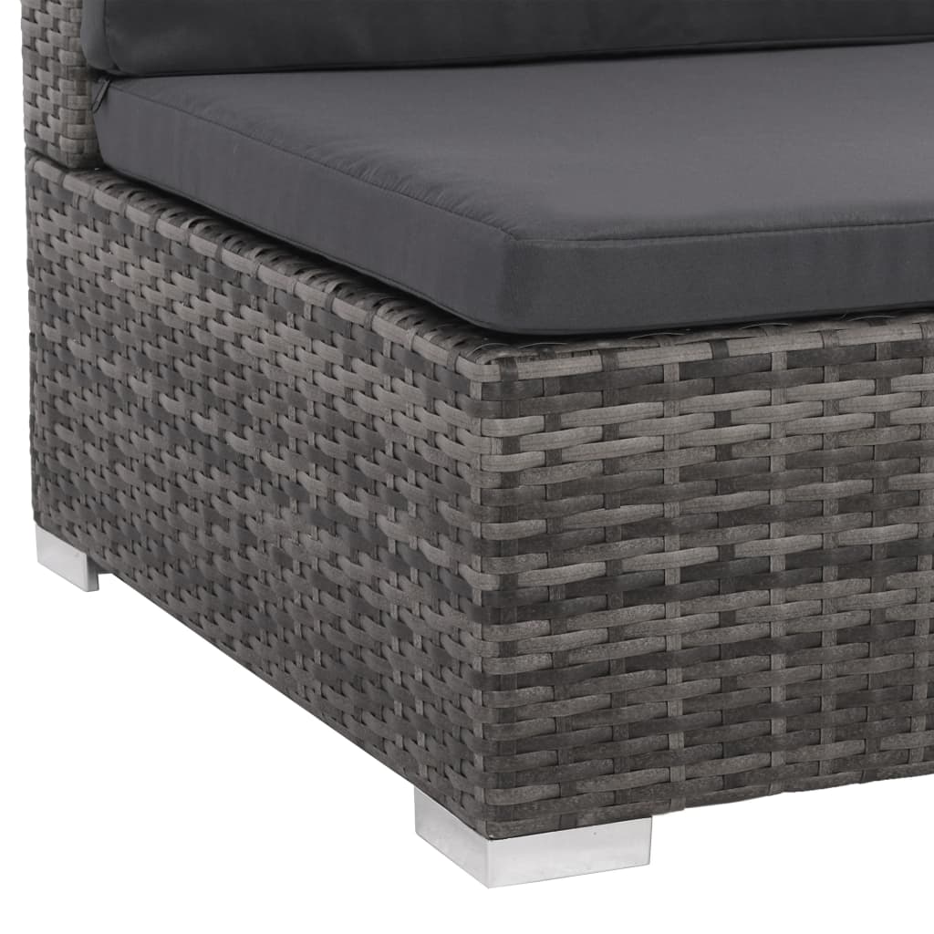 Set Divani da Giardino 8 pz con Cuscini in Polyrattan Grigio - homemem39