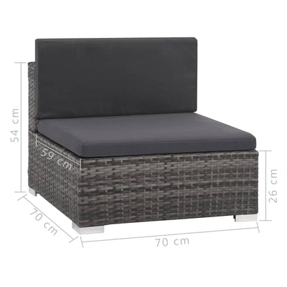 Set Divani da Giardino 8 pz con Cuscini in Polyrattan Grigio - homemem39