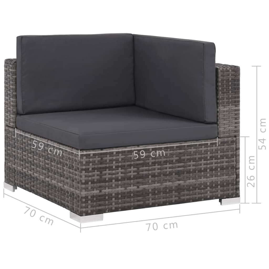 Set Divani da Giardino 8 pz con Cuscini in Polyrattan Grigio - homemem39