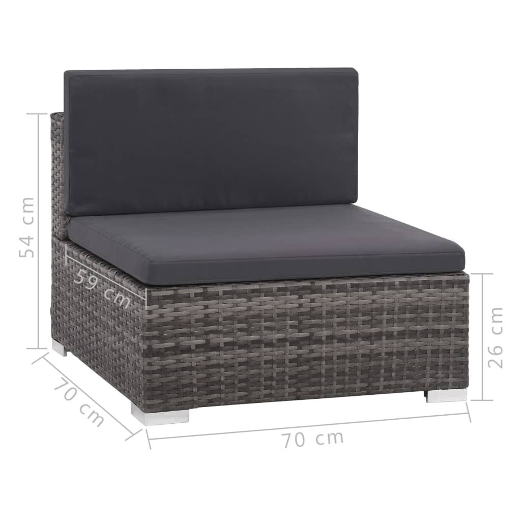 Set Divani da Giardino 6 pz con Cuscini in Polyrattan Grigio - homemem39