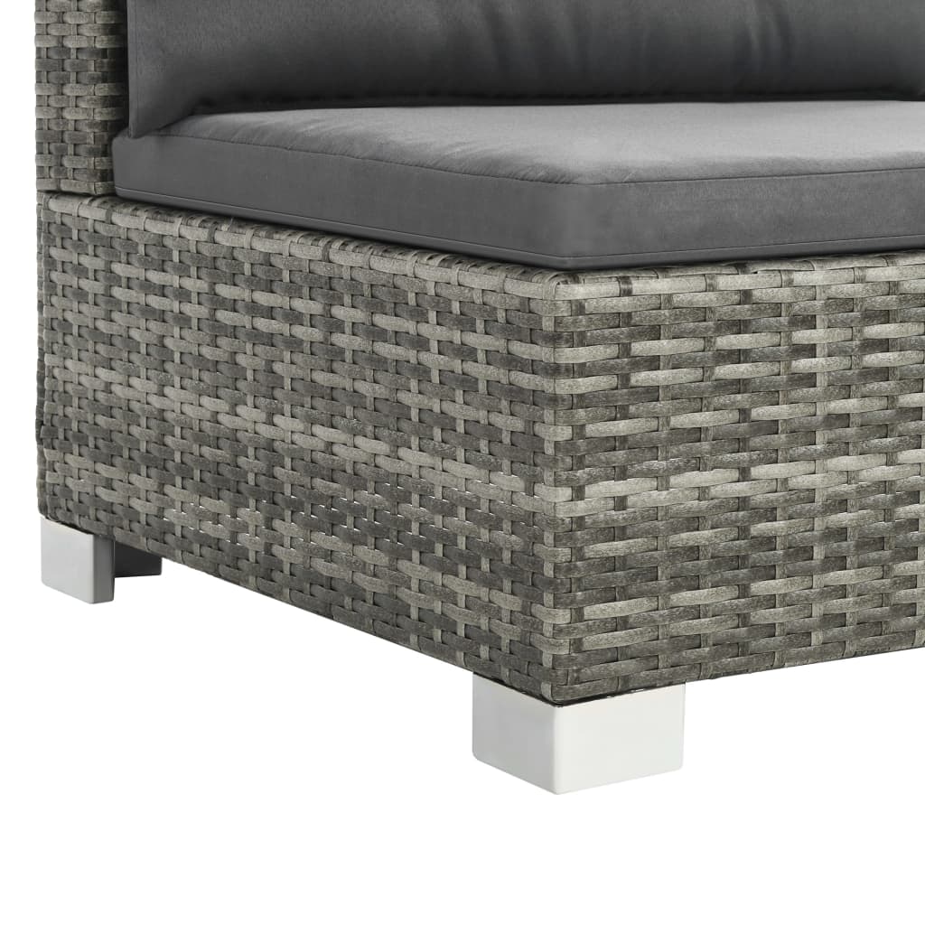 Set Divani da Giardino 10 pz con Cuscini in Polyrattan Grigio | homemem39