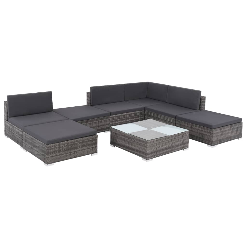 Set Divani da Giardino 8 pz con Cuscini in Polyrattan Grigio | homemem39