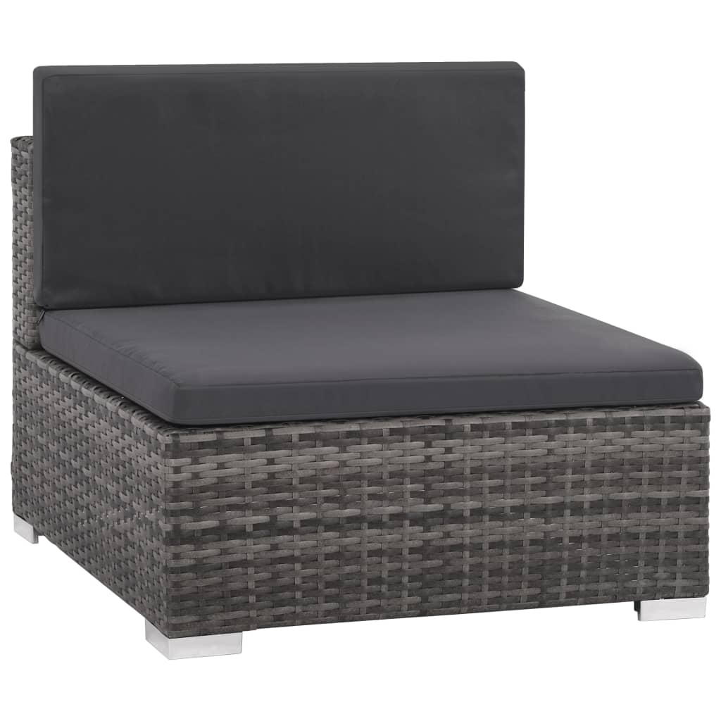 Set Divani da Giardino 8 pz con Cuscini in Polyrattan Grigio | homemem39