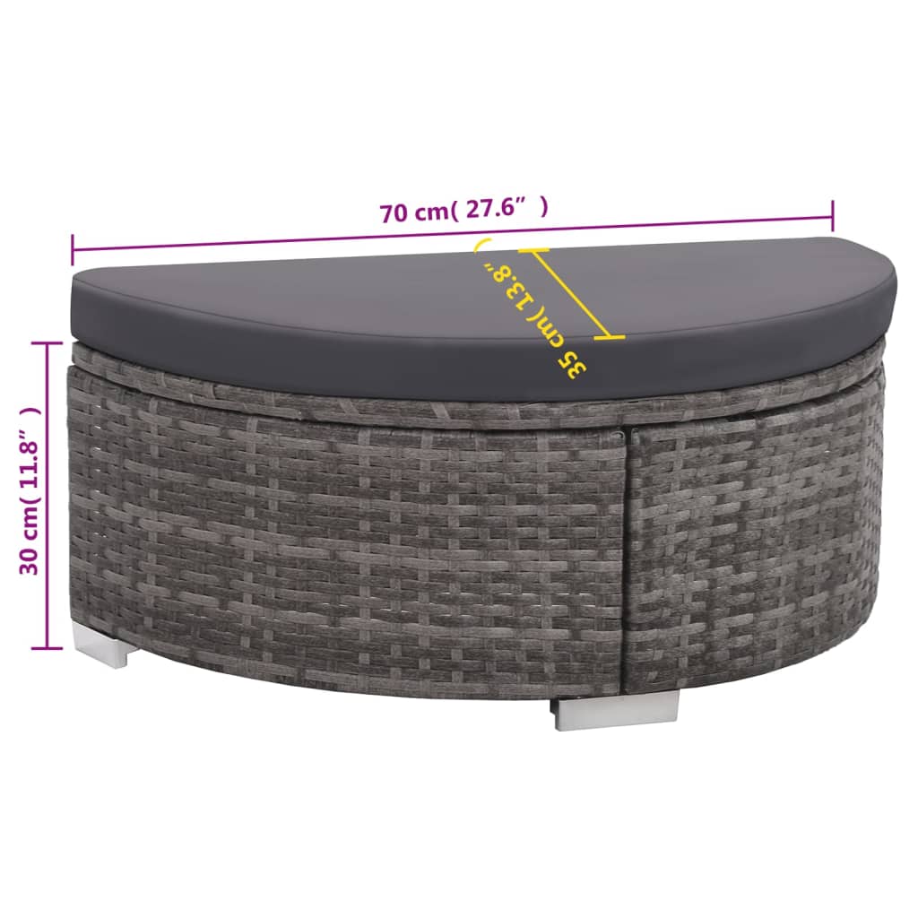 Set da Giardino 8 pz con Cuscini in Polyrattan Grigio | homemem39