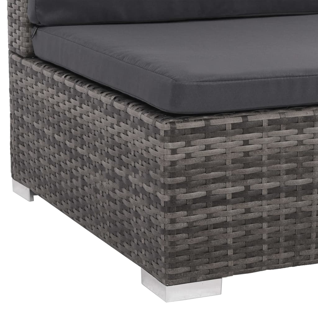 Set da Giardino 8 pz con Cuscini in Polyrattan Grigio | homemem39
