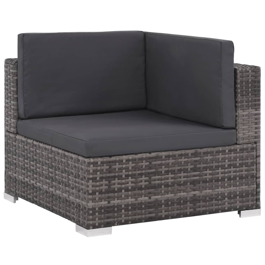 Set da Giardino 6 pz con Cuscini in Polyrattan Grigio | homemem39