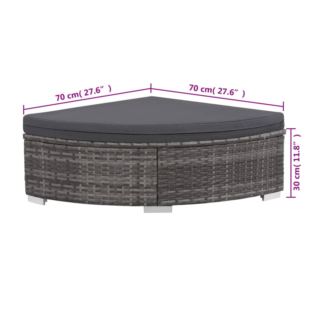 Set da Giardino 6 pz con Cuscini in Polyrattan Grigio | homemem39