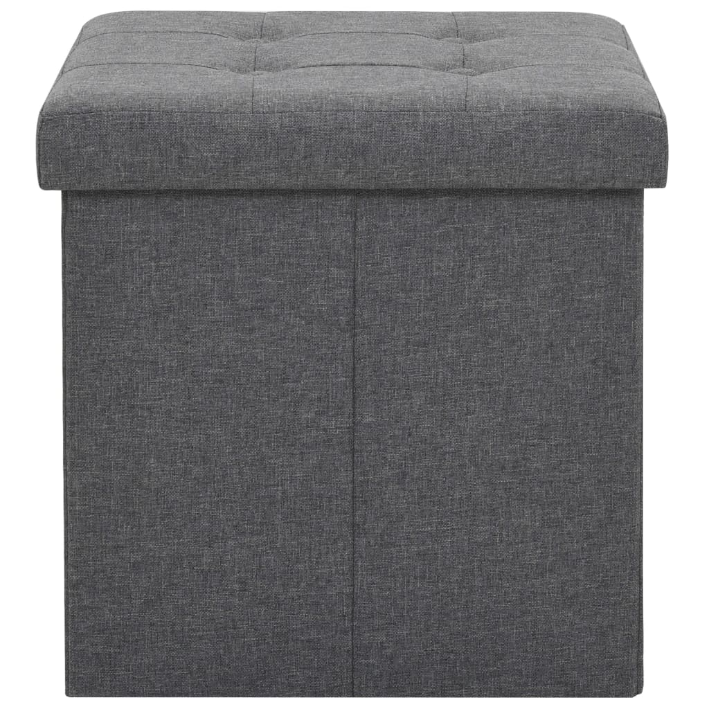 Sgabello Pieghevole con Contenitore Grigio Scuro in Simil Lino | homemem39