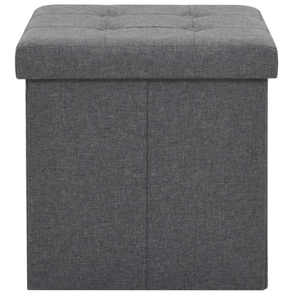 Sgabello Pieghevole con Contenitore Grigio Scuro in Simil Lino | homemem39