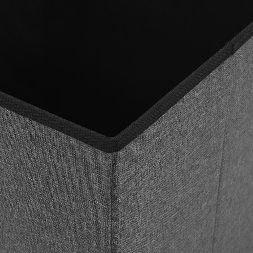 Sgabello Pieghevole con Contenitore Grigio Scuro in Simil Lino | homemem39