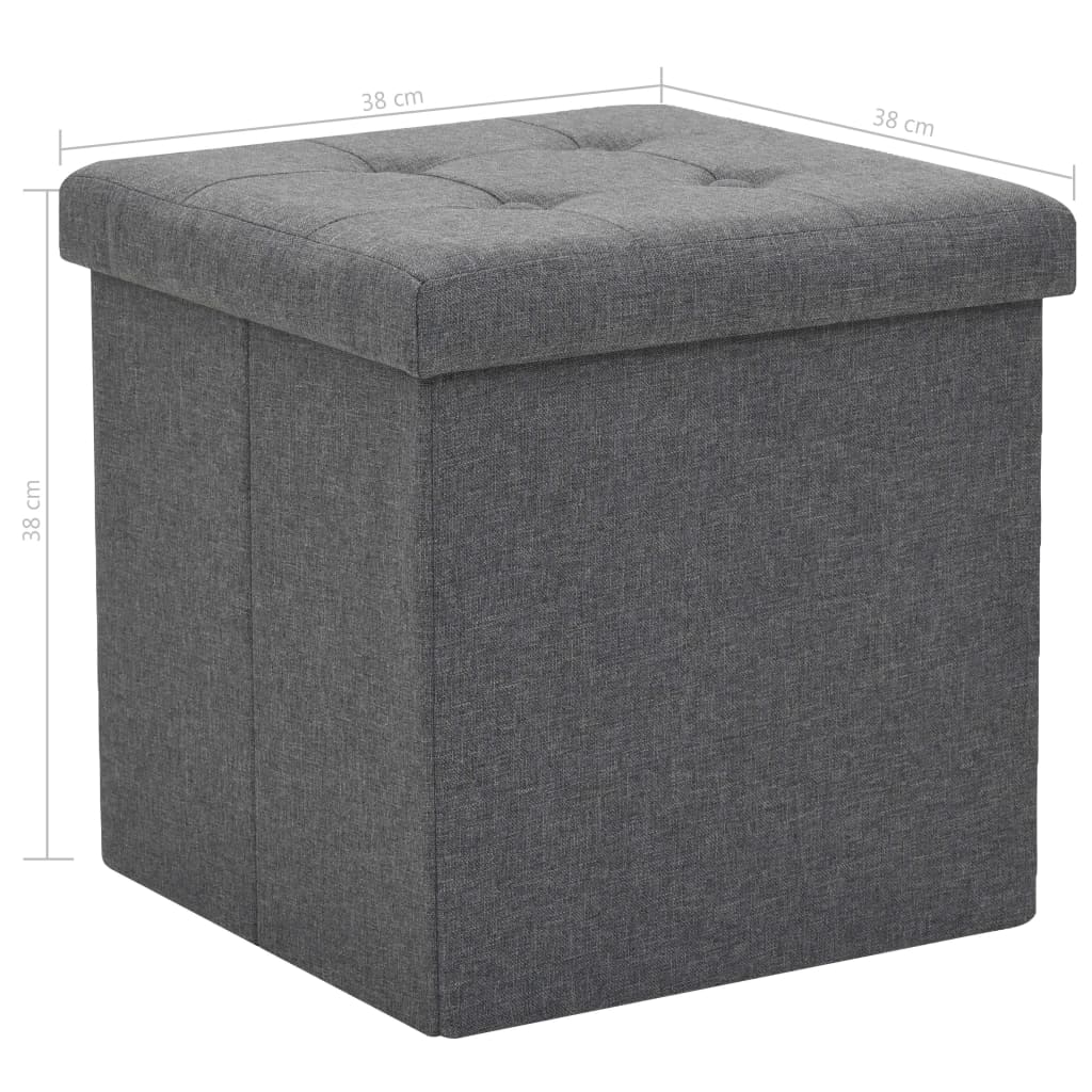 Sgabello Pieghevole con Contenitore Grigio Scuro in Simil Lino | homemem39