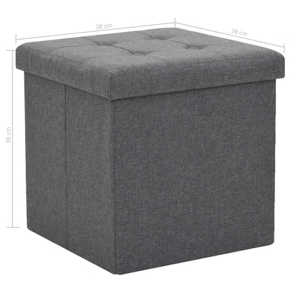 Sgabello Pieghevole con Contenitore Grigio Scuro in Simil Lino | homemem39