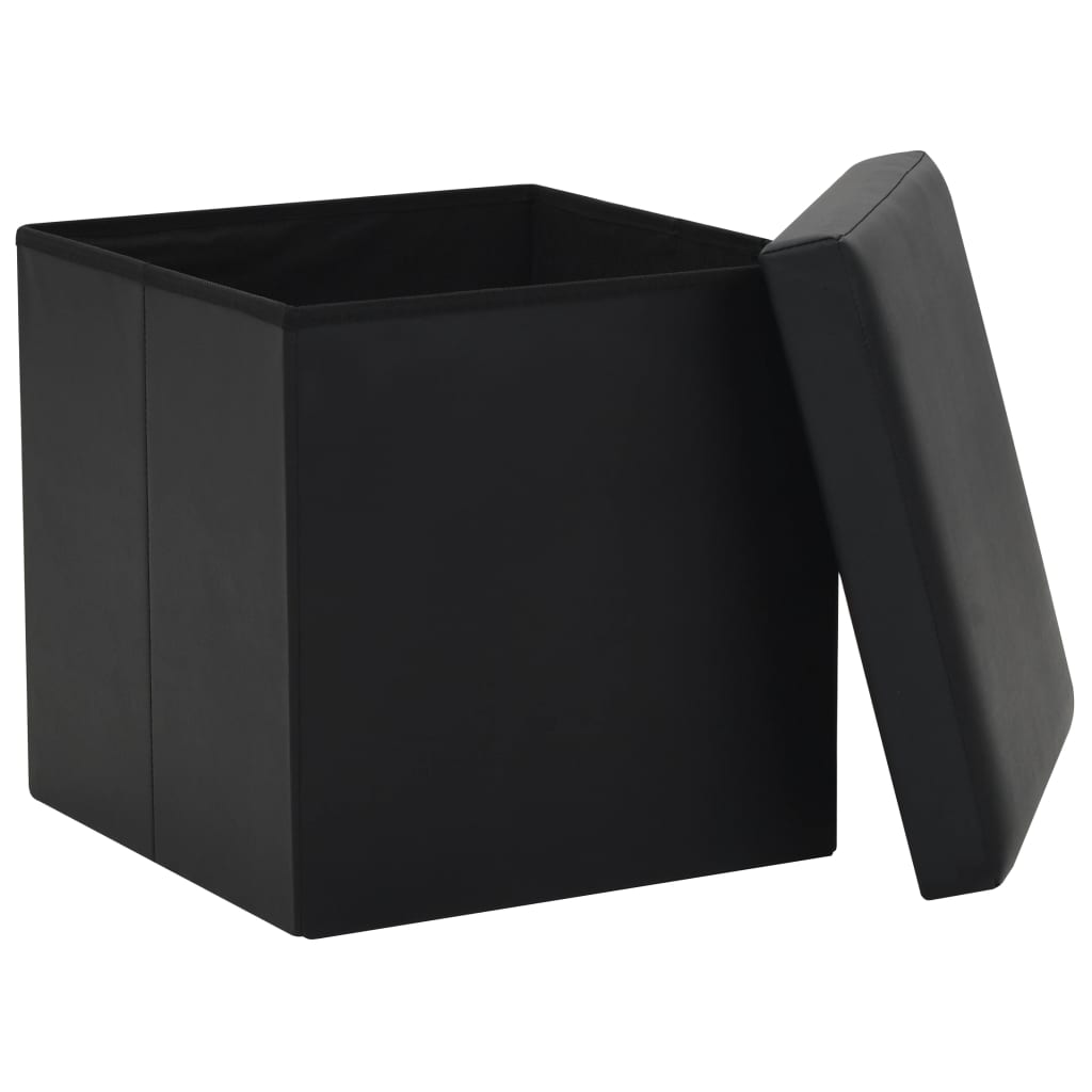 Sgabello Pieghevole con Contenitore Nero in Similpelle - homemem39