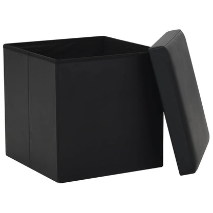 Sgabello Pieghevole con Contenitore Nero in Similpelle - homemem39