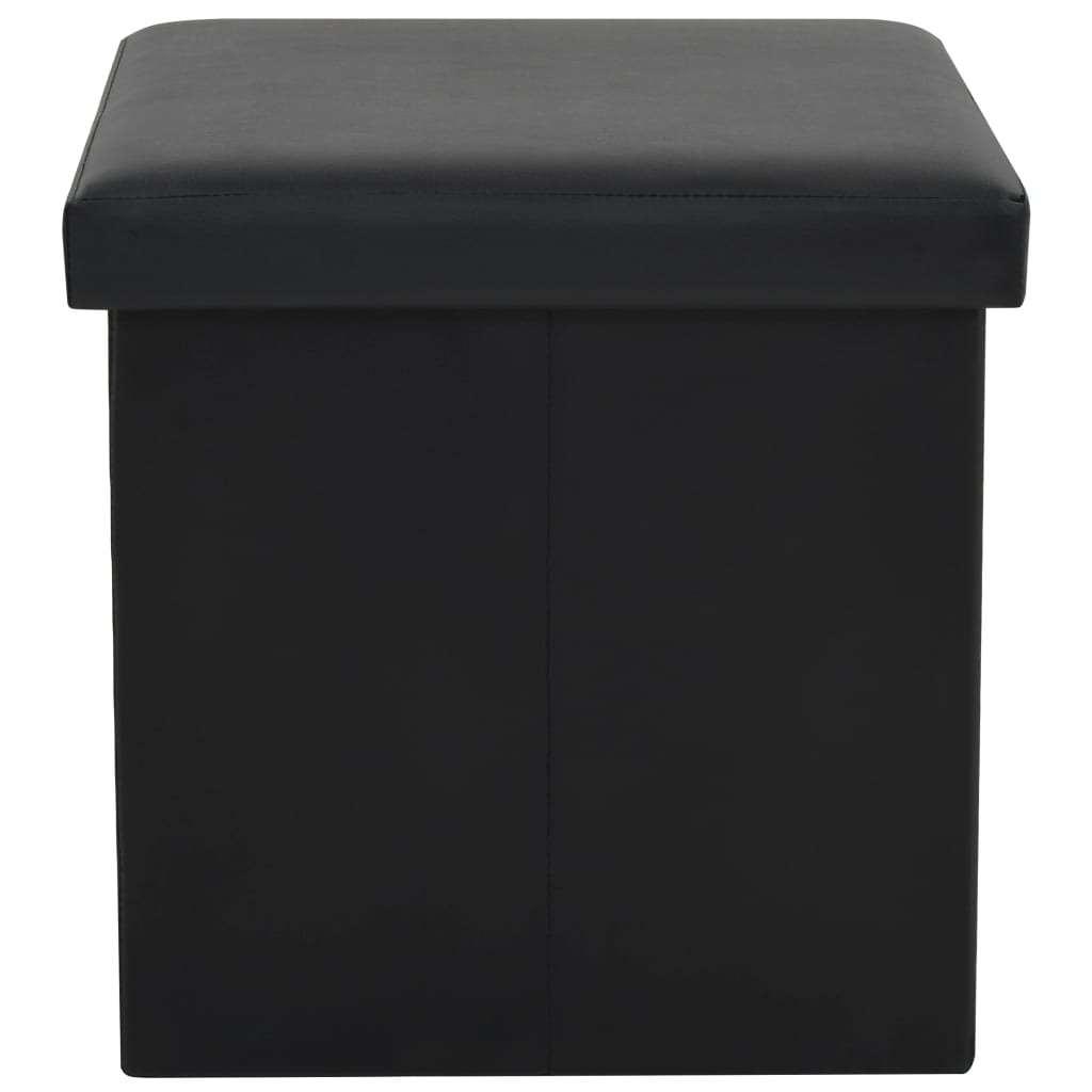 Sgabello Pieghevole con Contenitore Nero in Similpelle - homemem39