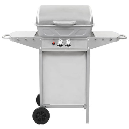 Barbecue a Gas con Griglia 2 Fornelli Argento Acciaio Inox - homemem39
