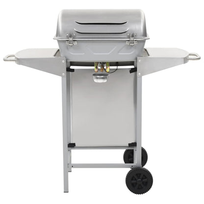 Barbecue a Gas con Griglia 2 Fornelli Argento Acciaio Inox - homemem39