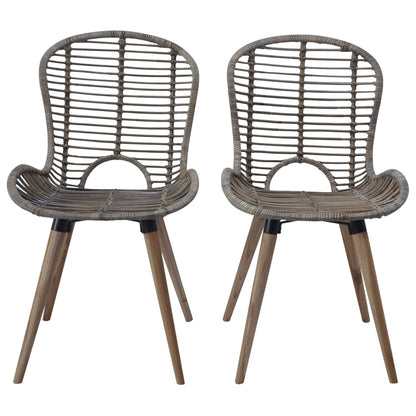 Sedie da Pranzo 2 pz Marroni in Rattan Naturale - homemem39