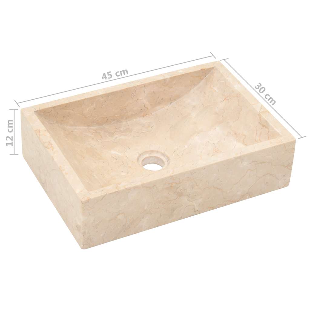 Lavello 45x30x12 cm Marmo Lucido Crema - homemem39