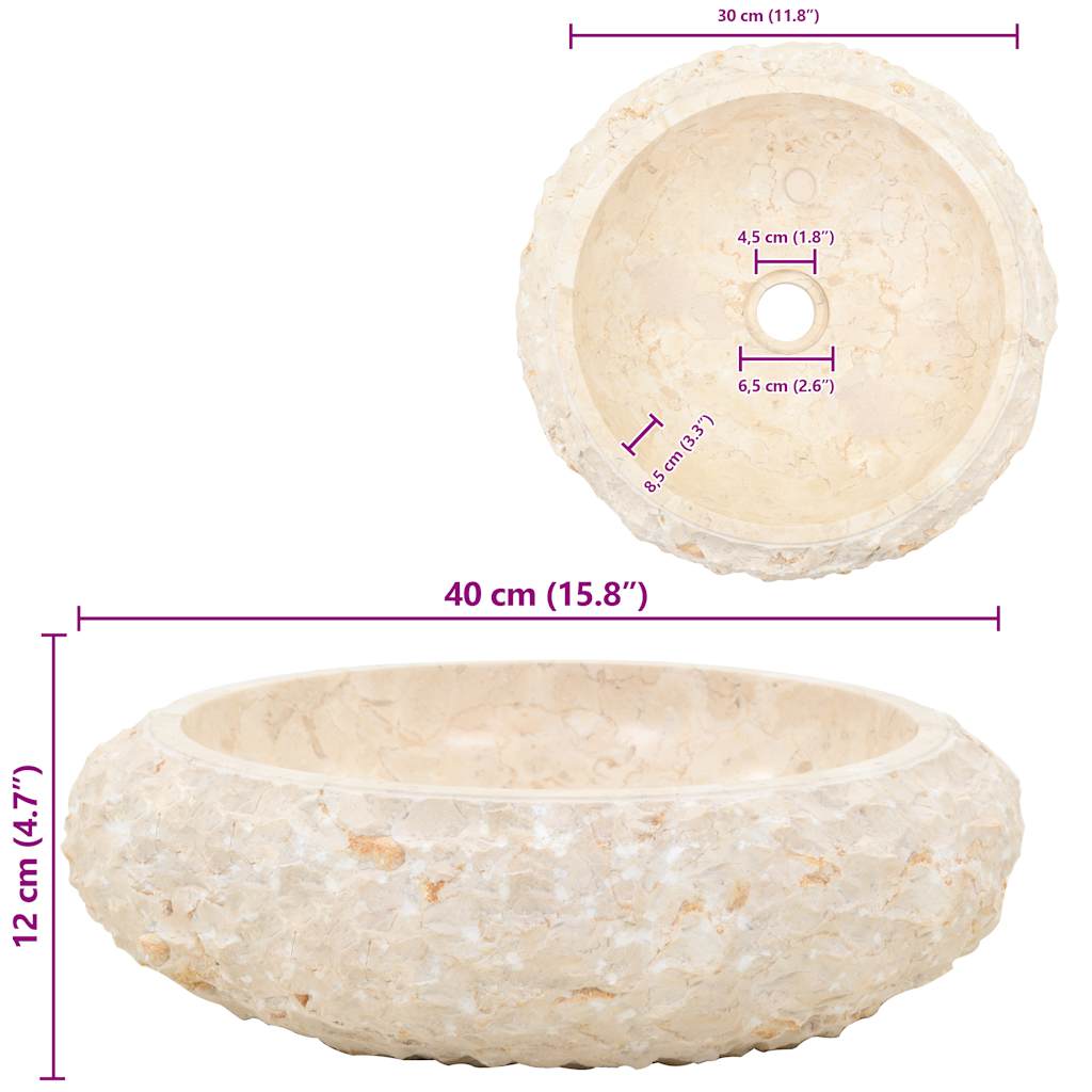 Lavandino 40x12 cm in Marmo Crema | homemem39
