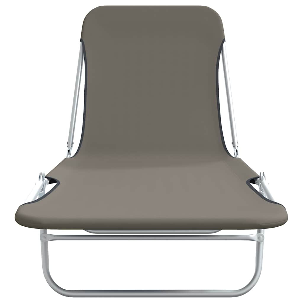 Lettini Prendisole Pieghevoli 2 pz in Acciaio e Tessuto Grigio - homemem39