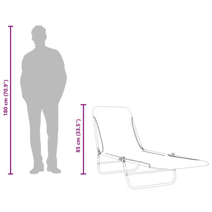 Lettini Prendisole Pieghevoli 2 pz in Acciaio e Tessuto Grigio - homemem39