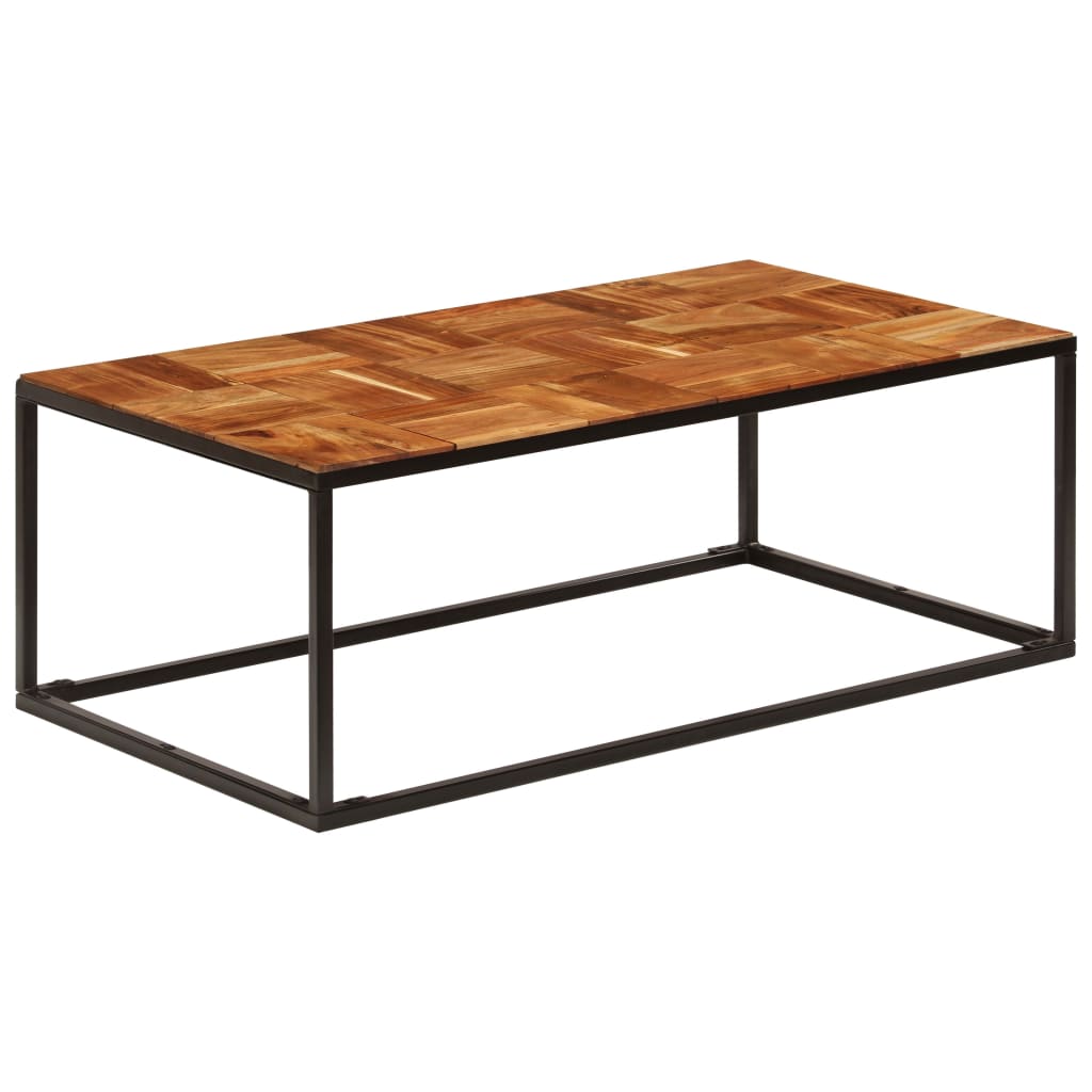 Tavolino 110x60x40 cm in Legno Massello di Acacia e Acciaio | homemem39