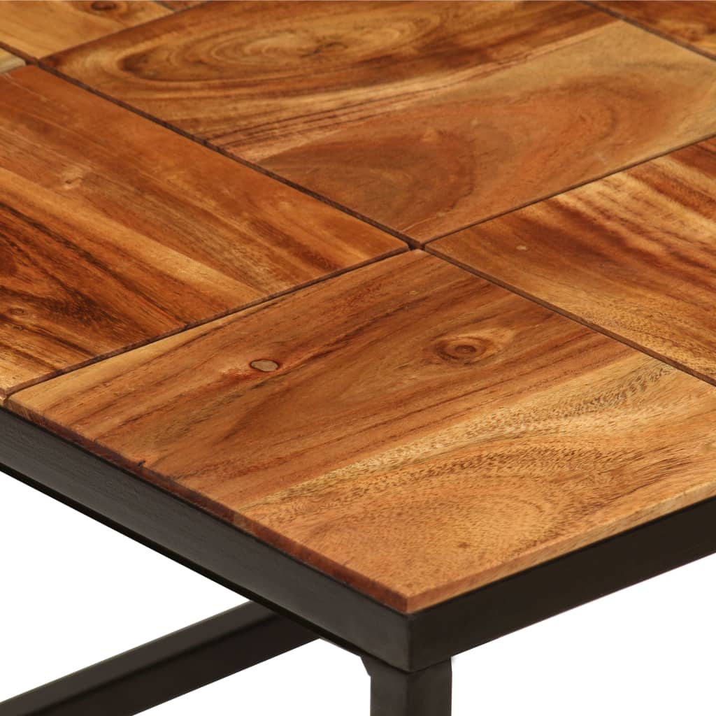 Tavolino 110x60x40 cm in Legno Massello di Acacia e Acciaio | homemem39