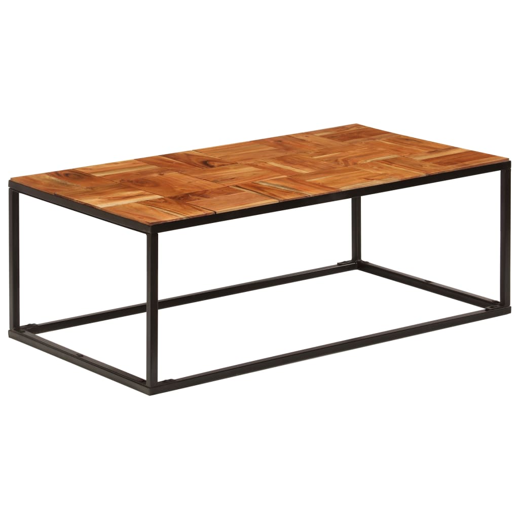 Tavolino 110x60x40 cm in Legno Massello di Acacia e Acciaio | homemem39