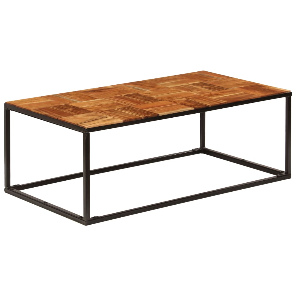 Tavolino 110x60x40 cm in Legno Massello di Acacia e Acciaio | homemem39
