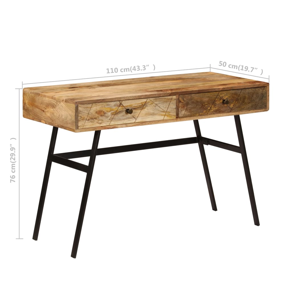 Scrivania con Cassetti in Legno Massello di Mango 110x50x76 cm - homemem39