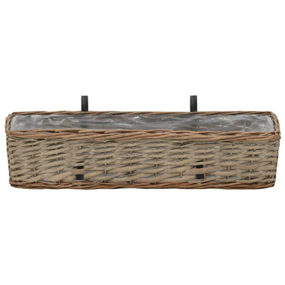 2 pcs Balcony Planters in Wicker with PE Coating 60 cm