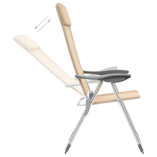 Sedie Pieghevoli da Campeggio 4 pz in Alluminio Crema - homemem39