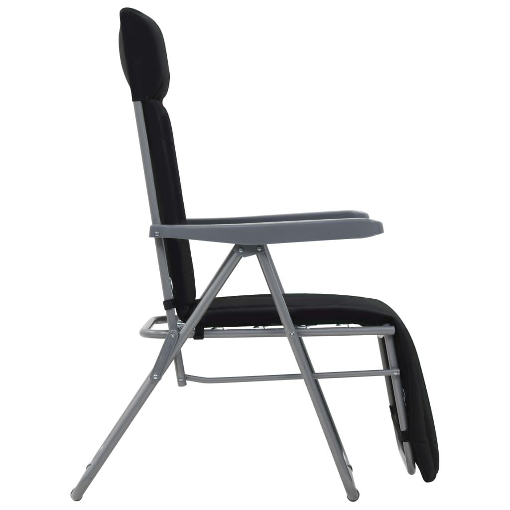 Sedie da Giardino Pieghevoli con Cuscino 2 pz Nere | homemem39