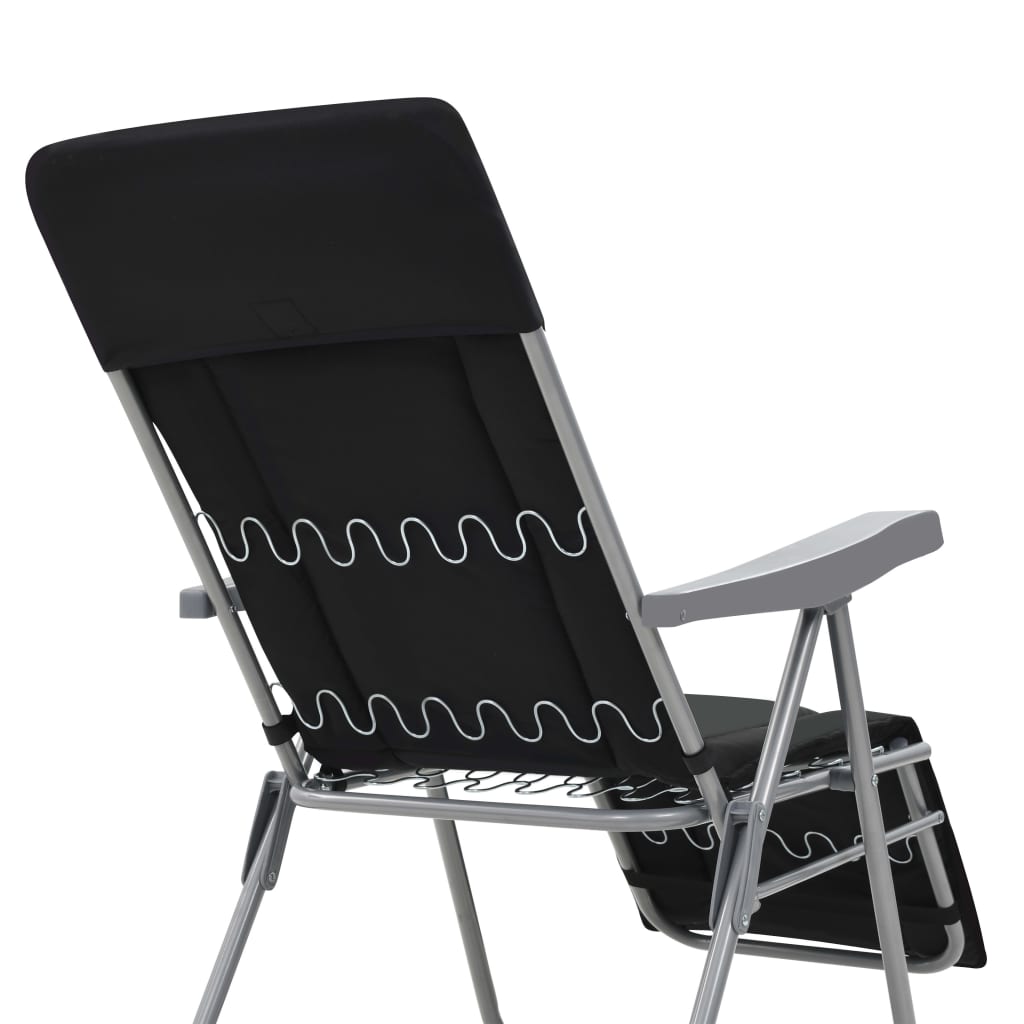 Sedie da Giardino Pieghevoli con Cuscino 2 pz Nere - homemem39