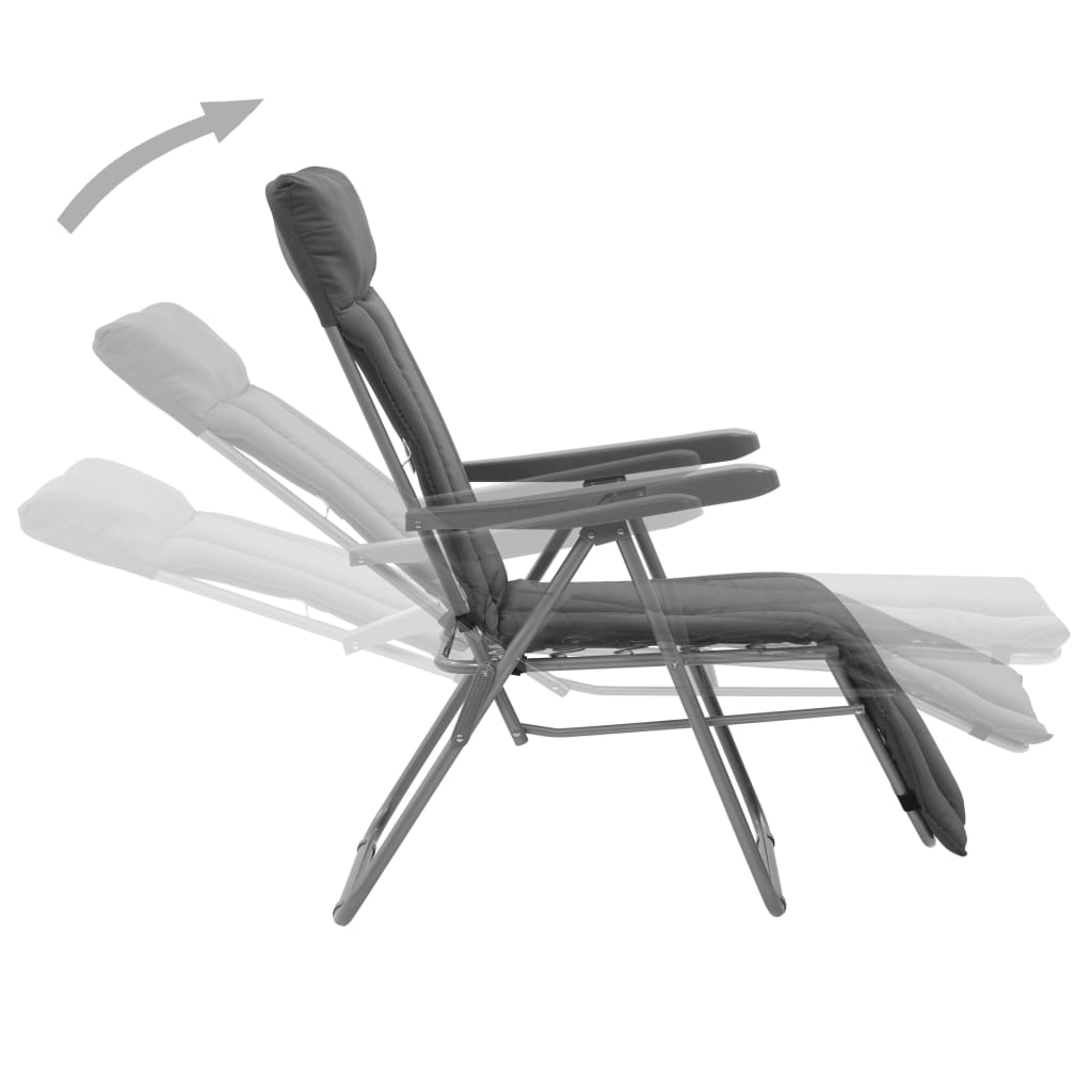 Sedie da Giardino Pieghevoli con Cuscino 2 pz Grigio | homemem39