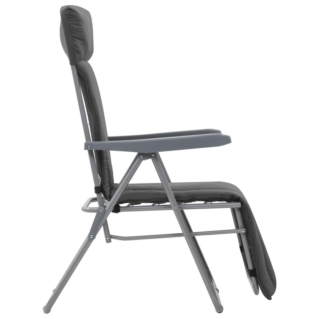 Sedie da Giardino Pieghevoli con Cuscino 2 pz Grigio - homemem39