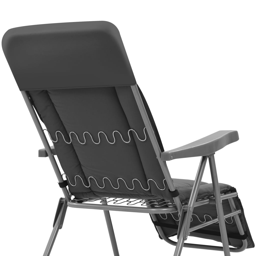 Sedie da Giardino Pieghevoli con Cuscino 2 pz Grigio - homemem39