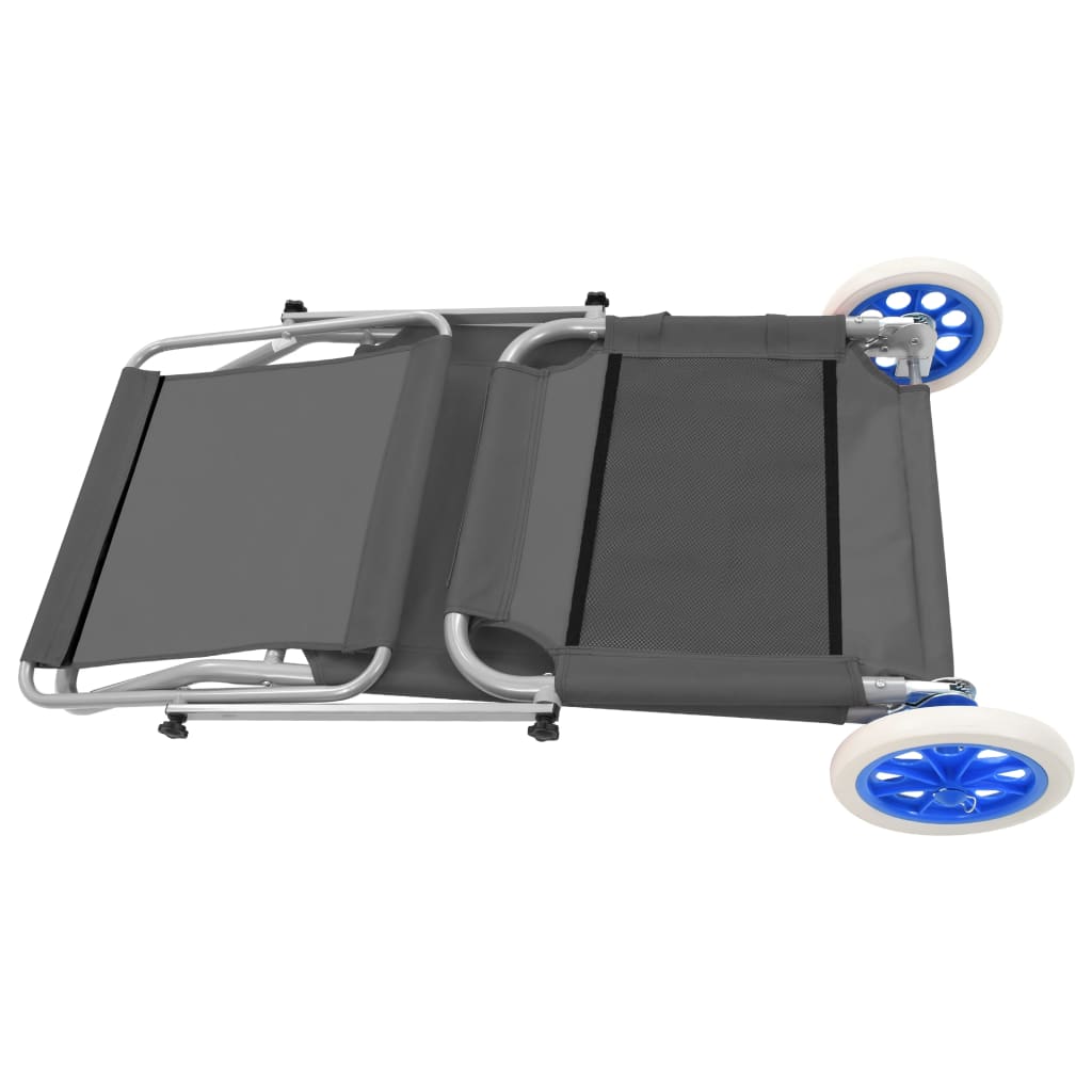 Lettino Prendisole Pieghevole Baldacchino Ruote Acciaio Grigio - homemem39