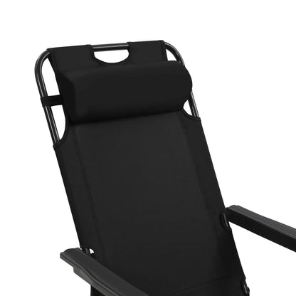 Lettini Prendisole 2 pz Pieghevoli con Poggiagambe Acciaio Nero - homemem39